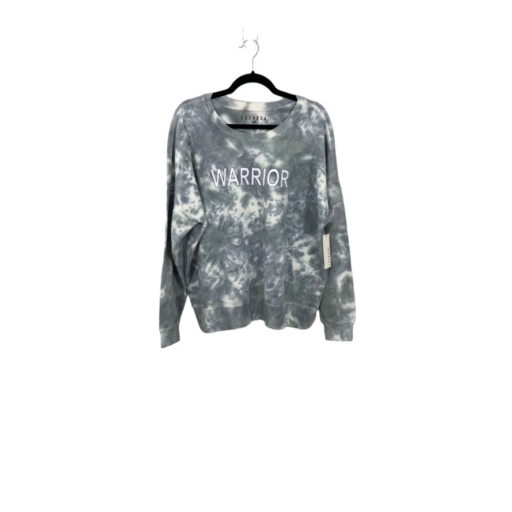 NWT Lacausa Anthropologie Gray‎ Tie Dye Warrior Crewneck Sweatshirt Size LARGE